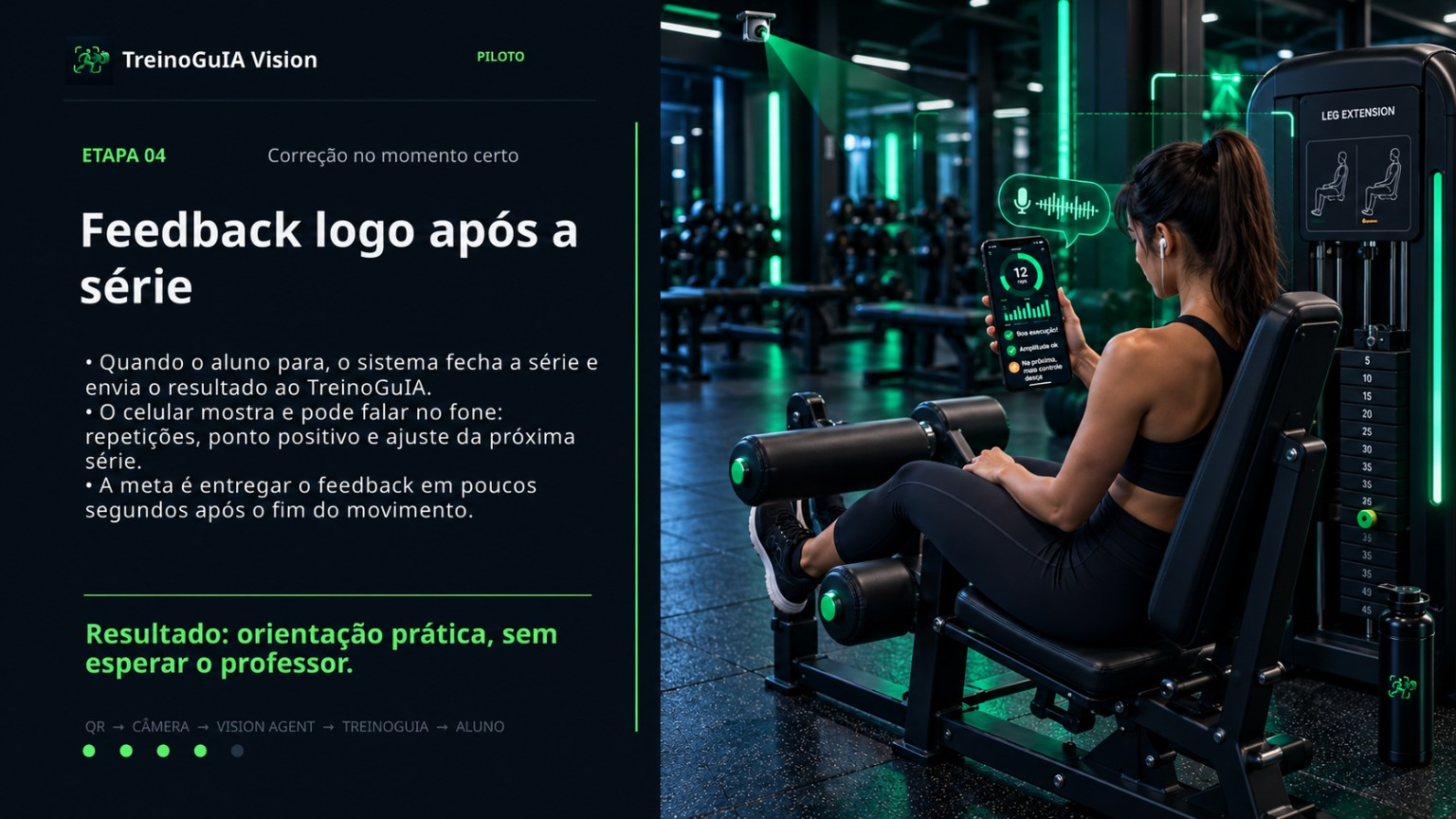 Etapa 4: aluna recebe feedback pelo celular e pelo fone